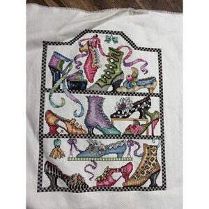 Bucilla Antique Shoe Collection Counted Cross Stitch Kit Completed Finished